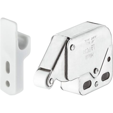 Mini-loquet « Push-to-Open » avec gâche — Verrou à ressort automatique à ouverture par simple pression pour armoires, commodes, placards et portes de buanderie