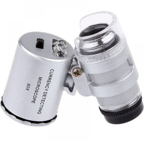 Mini loupe à bijoux à éclairage UV LED 60x, détecteur de billets à LED haute définition 60x avec mini microscope portable léger