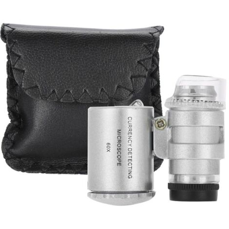 Mini loupe de poche pour microscope 60X avec lumière LED