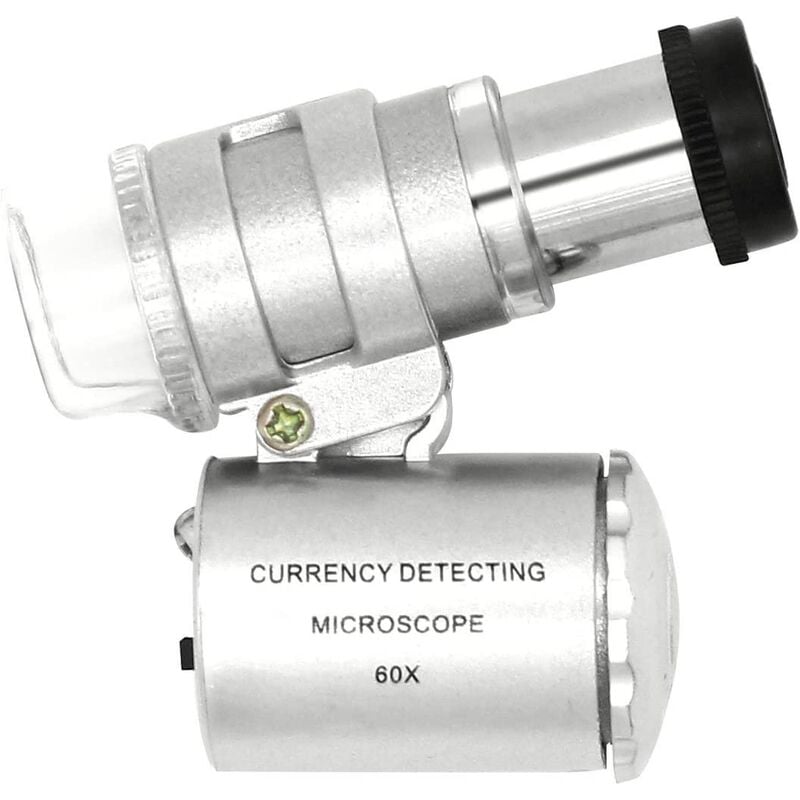 Bares - Mini loupe réglable de loupe de microscope de poche LED 60X avec loupe avec détection de devise