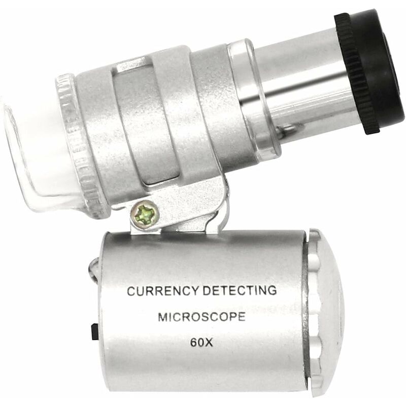 GROOFOO Mini loupe réglable de loupe de microscope de poche LED 60X avec loupe avec détection de devise