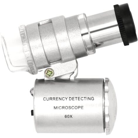 Mini loupe réglable de loupe de microscope de poche LED 60X avec loupe avec détection de devise