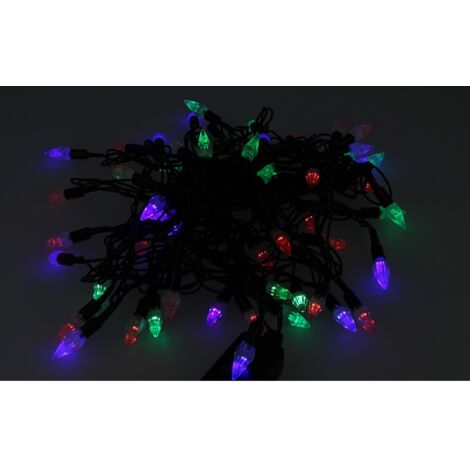 Mini Lucciole 60 Led Multicolori RGB Forma Punta di Frecca Goccia Pioggia Per Natale Festa Decorativa Filo Nero 8,8 metri Uso Interno CS31064