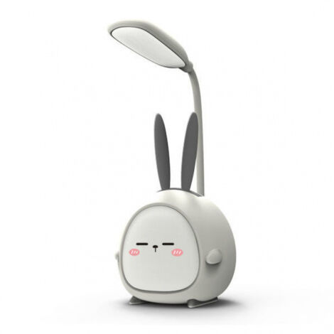 Mini luce notturna a LED portatile a forma di coniglio - Lampada da lettura pieghevole e ricaricabile tramite USB - Ideale per camere da letto e camerette dei bambini - Coniglio grigio