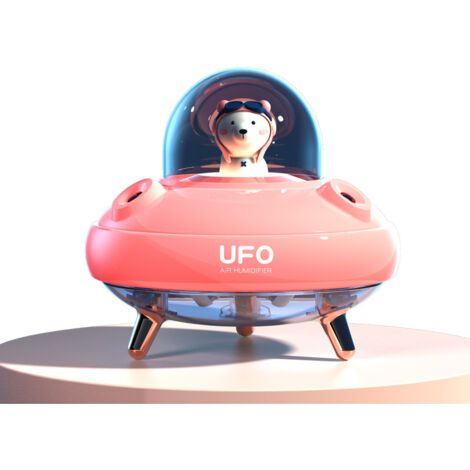 Mini-Luftbefeuchter für Kinder- oder Babyzimmer, niedlicher UFO-Luftbefeuchter, leise Doppeldüse, Luftbefeuchter für Schlafzimmer, Büro, Nachtlichtfunktion – Rosa