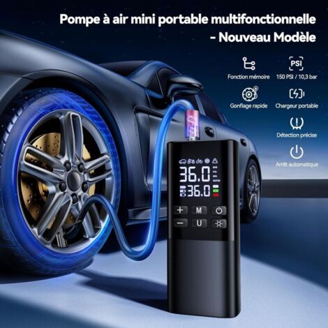 Mini-Luftkompressor, tragbar, 150 PSI, 3 x 1800 mAh, kabelloser Autoreifenfüller, elektrischer Luftkompressor für Fahrräder, Autos, Motorräder, Bälle, mit LED-Licht, Schnellaufpumpen, automatische Abs