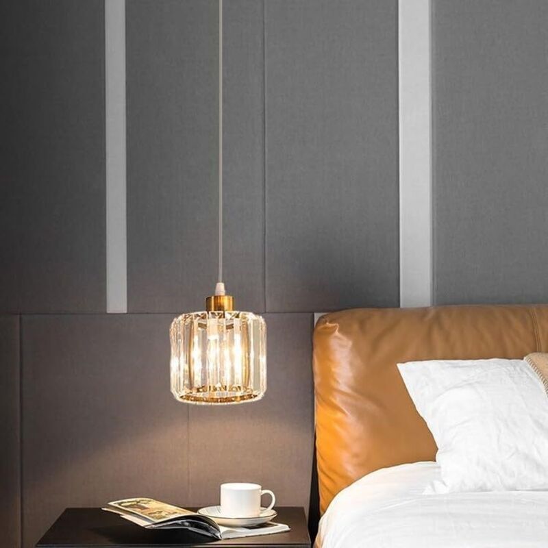 Mini lustre en cristal - Semi-encastré - Convient pour les couloirs, cuisines, chambres, bars - Doré, rond, 1 pièce