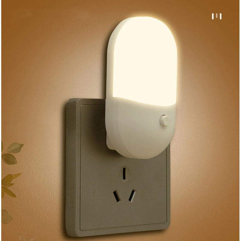 Mini luz nocturna LED con interruptor, lámpara de noche con protección ocular para cabecera, bebé y sala de estar.