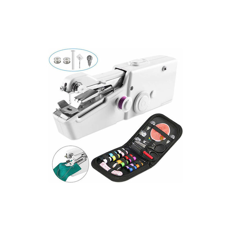 Image of Mini macchina da cucire portatile, cucito a mano portatile, strumento manuale per punto rapido per indumenti, tende, indumenti da cucito a mano