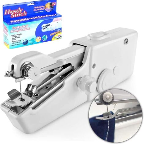 Mini macchina da cucire portatile, macchina da cucire manuale, strumento per cuciture rapide per abbigliamento, tende, macchina da cucire elettrica portatile per indumenti domestici (nera)