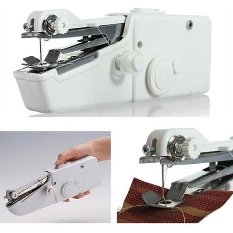 Mini machine à coudre à main portative - 9 points - Blanc