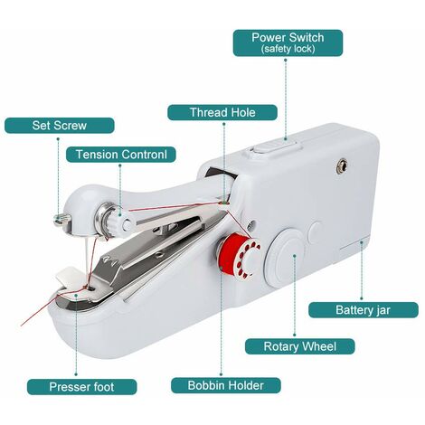 Mini Machine à Coudre pour Débutants, Handheld Machine à Coudre, Machine à Coudre Électrique Portable pour Tissu, Vêtements, Maison, Voyage, Bricolage