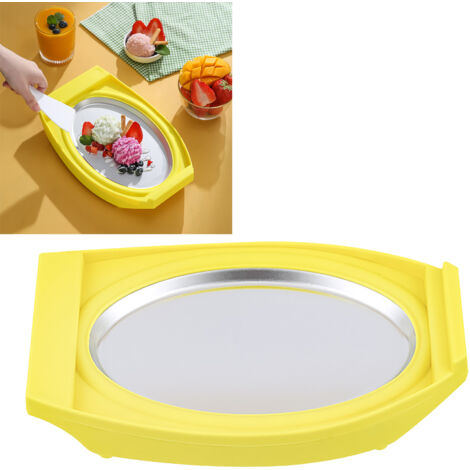 Mini Machine à Crème Glacée Roulée "DIY" Jaune Compacte & Efficace pour Gelato Sorbet Yogourt Frais 1 Plate + 2 Pelles