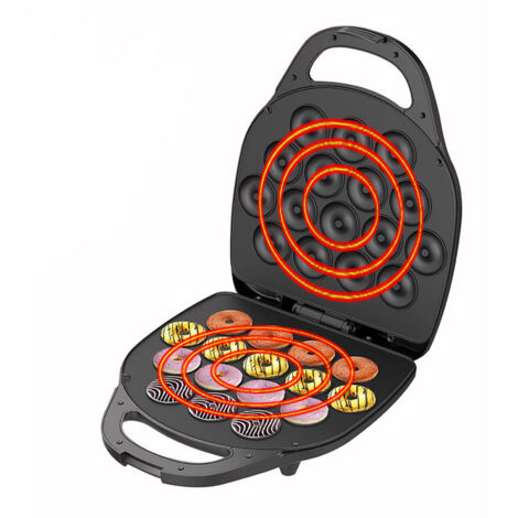 Mini Machine à Donuts Électrique, Friteuse Double Chauffage pour 16 Donuts Petits avec Revêtement Anti-adhérent