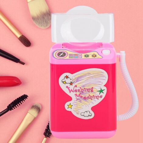 Mini Machine à Laver Électrique pour Brosses de Maquillage - Nettoyage Simulé (Rouge Rose)
