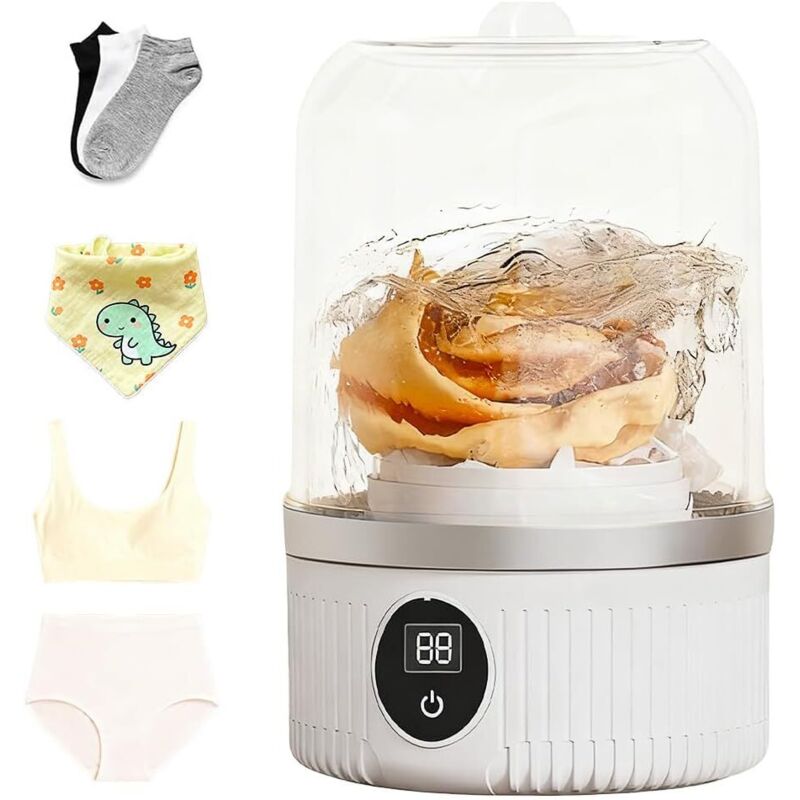 Mini Machine à Laver, Machine a Laver Portable, Sans Fil, Rechargeable, tasse à linge pour soutien-gorge, sous-vêtements, chaussettes, Batterie