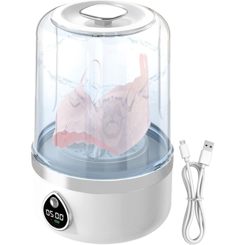 Mini machine à laver portable pour sous-vêtements, 21 x 13 x 13 cm, appareil de nettoyage en profondeur, nettoyeur de linge compact, outil de