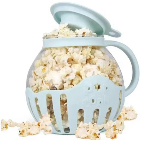 Mini machine à popcorn avec couvercle en silicone compatible avec tous les appareils (bleu)
