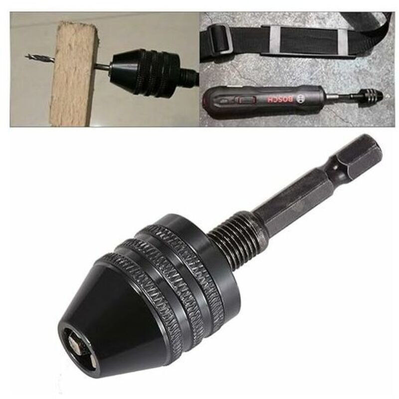 Mini mandrin de perceuse sans clé à 3 mâchoires avec tige hexagonale à changement rapide 1/4 pour maintenir la tige droite de 0,6 à 8 mm fraises pour