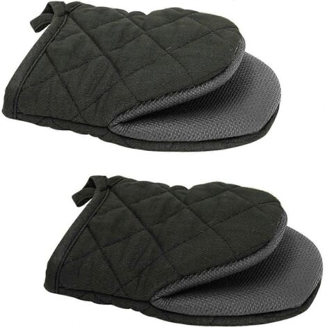 Mini maniques de four en néoprène et coton antidérapants résistants à la chaleur avec boucle de suspension pour four à micro-ondes (lot de 2)