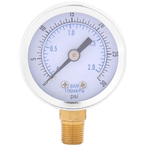 Mini Manomètre Hydraulique pour Eau/Huile 0-30 psi 0-2 bar - Jauge de Pression pour Compresseur