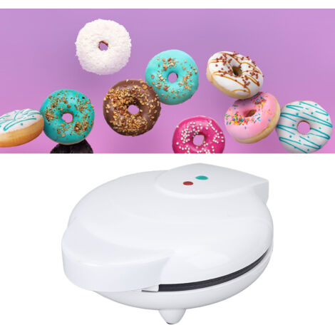 Mini máquina para hacer donuts de aluminio con 7 cavidades y revestimiento antiadherente para almuerzos, postres y meriendas, eléctrica, enchufe europeo 220 V, 1200 W, blanca.