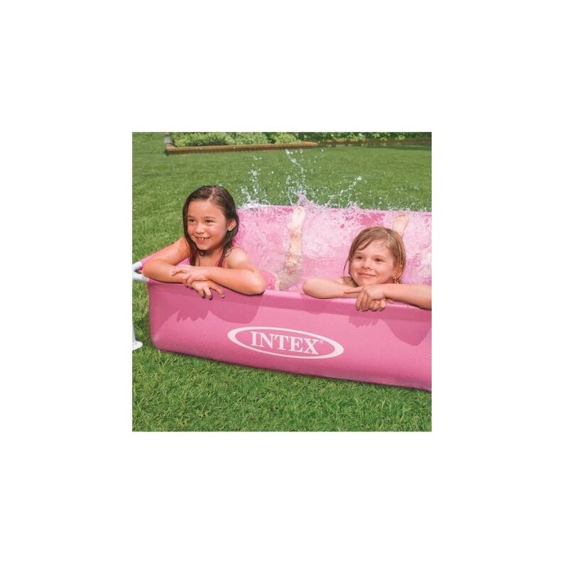 Trade Shop Traesio - Mini Marco Piscina Cuadrada Rosa Con Marco 122X122X30 Cm Infantil Verano 57172