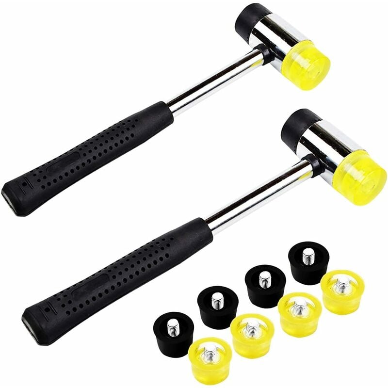 Mini Marteau En Caoutchouc,2 pcs Marteau à Installer Double Tête Marteau And 8 pcs Double Face Marteau Têtes De Marteau Convient Pour Le Bois Le