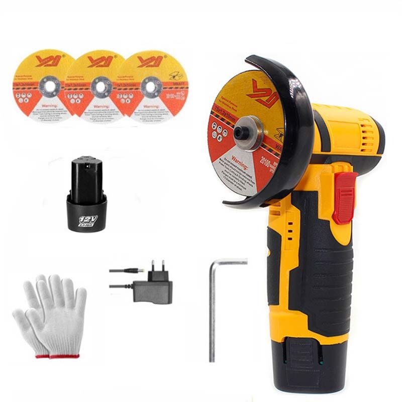 Mini meuleuse d'angle rechargeable à brosse 12 V, meuleuse d'angle à batterie au lithium, machine à polir, machine de découpe, meuleuse d'angle,