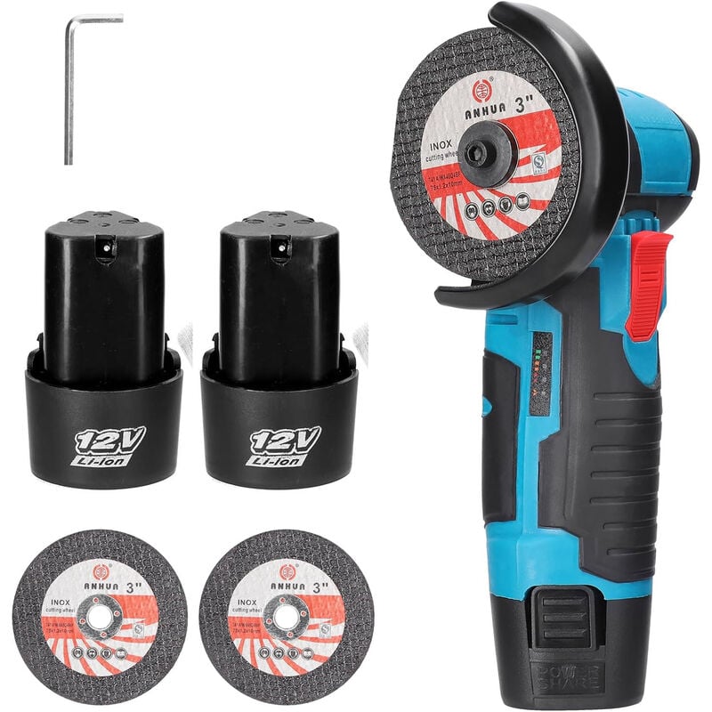 Mini Meuleuse d'angle Sans Fil,Outil de meulage électrique 19500 tr/min, broyeur portable pour couper l'acier de pierre de bois de pierre de bois de