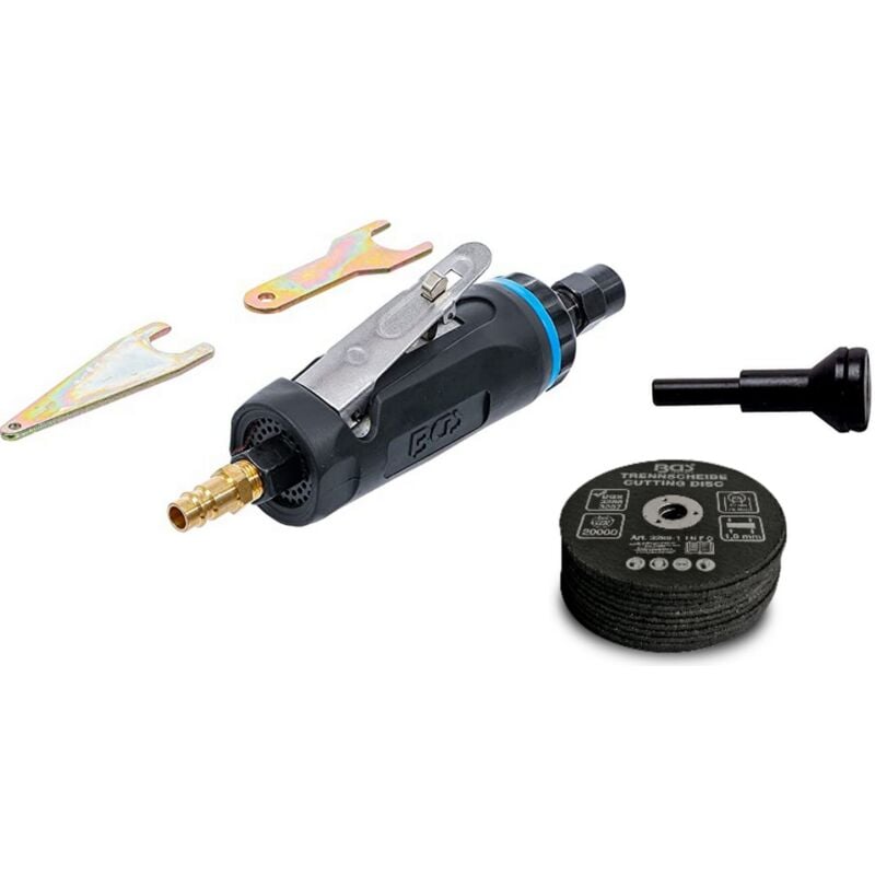 Bgs Technic - Mini meuleuse droite polisseuse pneumatique avec axe porte meules et 10 meules