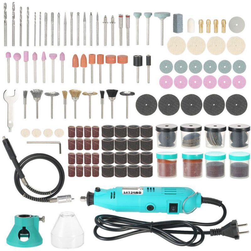 Mini Meuleuse Electrique 130W Mini Perceuse Modelisme/Outil Rotatif Multi-usage - Sculpter/Découper/Polir/Ponçage/ 388 Accessoires pour Artisanat &