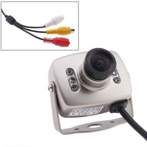 Mini Micro Caméra Couleur 6 Led Ir Rca Audio Vidéo Support De Microphone