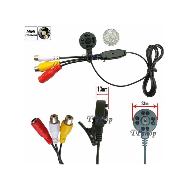 Topolenashop - mini telecamera camera spia ahd 8 led cmos colori audio video con microfono