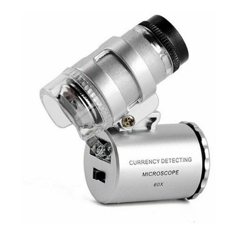 Mini microscope de poche 60x loupe de poche portable lampe loupe led pour bijoutier-argent
