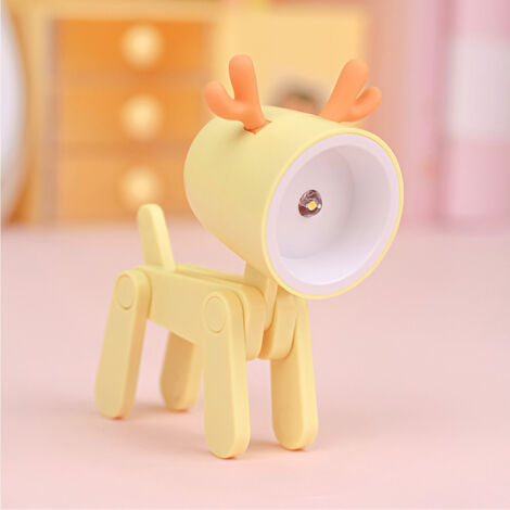 Mini mignon animal de compagnie veilleuse Kawaii LED lampe de bureau Ins Mini mignon petit support de téléphone Articles d'ameublement décoratifs cerf jaune