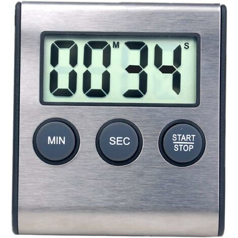 Mini minuterie numérique, format 24 heures, compte à rebours et chronomètre, pour la cuisine, le sport, les études, les réunions, le stationnement, le traitement médical Stainless Steel