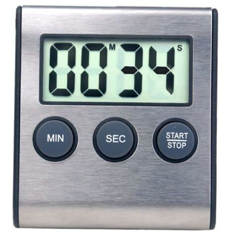 Mini minuterie numérique, format 24 heures, compte à rebours et chronomètre, pour la cuisine, le sport, les études, les réunions, le stationnement, le traitement médical Stainless Steel