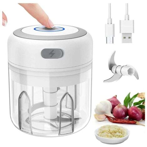 Mini-Mixer, elektrischer Zerkleinerer, kleiner Standmixer, Knoblauchpresse, Gemüseschneider, Zwiebel- und Knoblauchschneider, multifunktionaler Fleisch- und Gemüseschneider (250 ml)