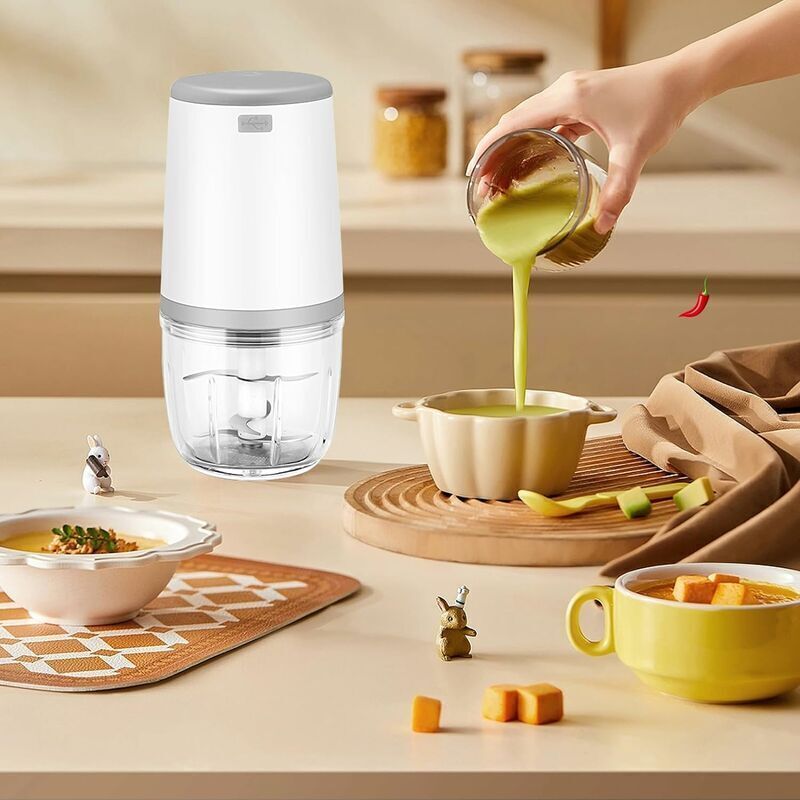 Mini Mixeurs pour Bébé, Mini Robot culinaire, 300ml Bébé Blender, Mini Hachoir Électrique, Mini Robot Culinaire avec Chargement USB, Blender