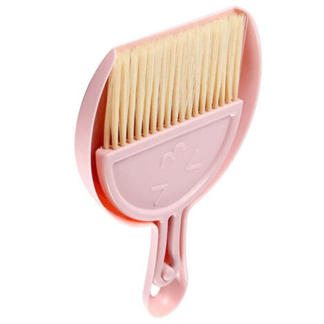 [Mini-Mopp & Rechen] Schreibtisch-Reinigungsset mit fröhlichem Gesicht – Rosa – Tragbare Version