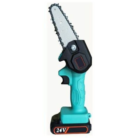 Mini motosega elettrica a batteria da 4 pollici con motore brushless, leggera da 0,7 kg con una mano, potatrice per motosega per taglio del legno di rami di alberi (4 pollici, verde)