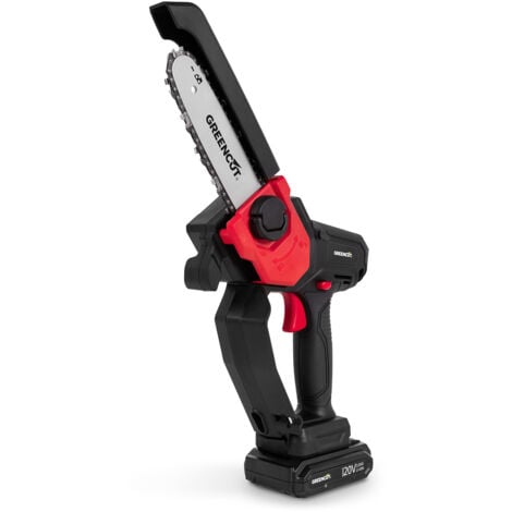 Mini motosierra de mano portátil, batería de litio 20V, espada 152mm (6"), incluye 1 sierra,1 cadena, cargador - Greencut GSM200L