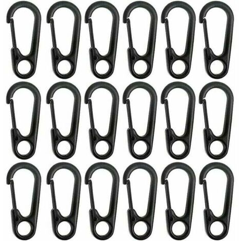 Mini mousqueton en alliage de zinc pour porte-clés, idéal pour l'escalade, la randonnée, l'alpinisme, le camping et la pendaison d'objets (noir, dimensions : 31,3 × 14,3 mm), lot de 20 pièces.