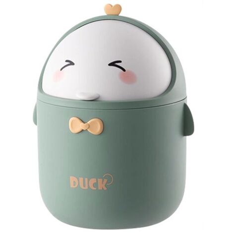 Mini-Mülleimer, kleiner Mülleimer, Tischmülleimer mit Deckel, kleiner Badezimmermülleimer, für Badezimmer, Büro, tragbarer Mülleimer im niedlichen Cartoon-Stil (Grün)