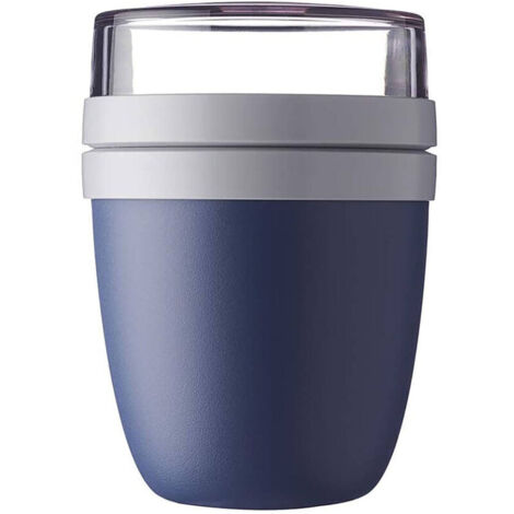 Mini-Müslischale für unterwegs – Praktisch als Joghurt- und Müslibecher – Separate Fächer – Gefrier-, mikrowellen- und spülmaschinengeeignet – 500 ml + 200 ml – Blau