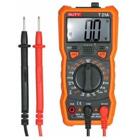 Mini multímetro digital sin contacto NJTY de 1999 cuentas, con adsorción magnética, pantalla LCD retroiluminada y linterna, T21A – T21A