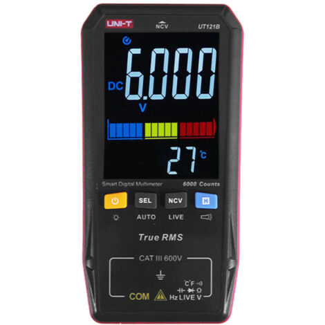 Mini multimetro digitale intelligente portatile, tester universale con torcia, schermo LCD a colori da 3,3 pollici, molteplici funzioni di misurazione, ecc.