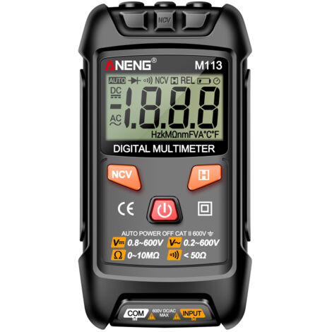 Mini multimetro digitale M113, tester intelligente di tensione AC/DC con rilevamento NCV, 1999 conteggi, display LCD, misurazione di tensione e resistenza.