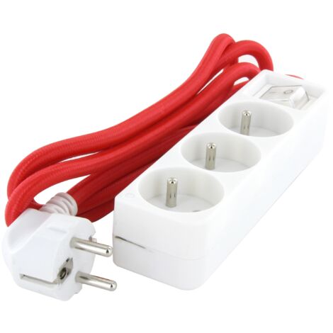 Mini multiprise 3x16A fiche plate - Rouge - Chacon